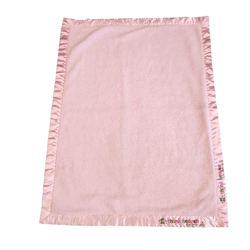 Carters Child of Mine Thank Heaven‎ for Baby Girls Sherpa Pink Satin Blanket